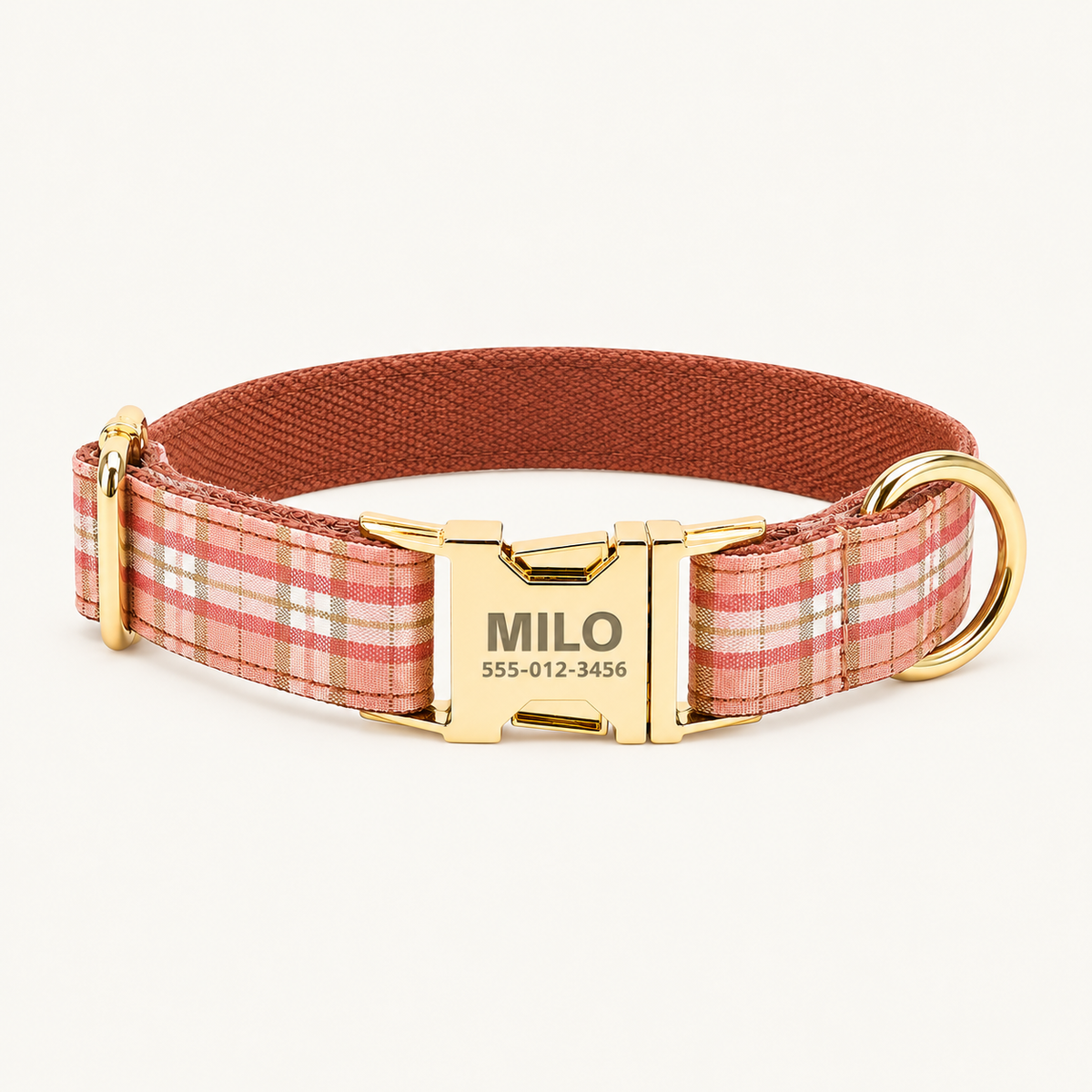 OrangePlaid | flat plaid dog collar