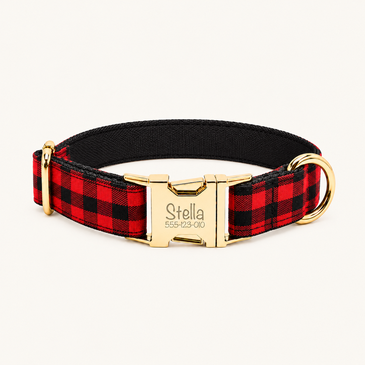 RedAndBlackPlaid | flat plaid dog collar