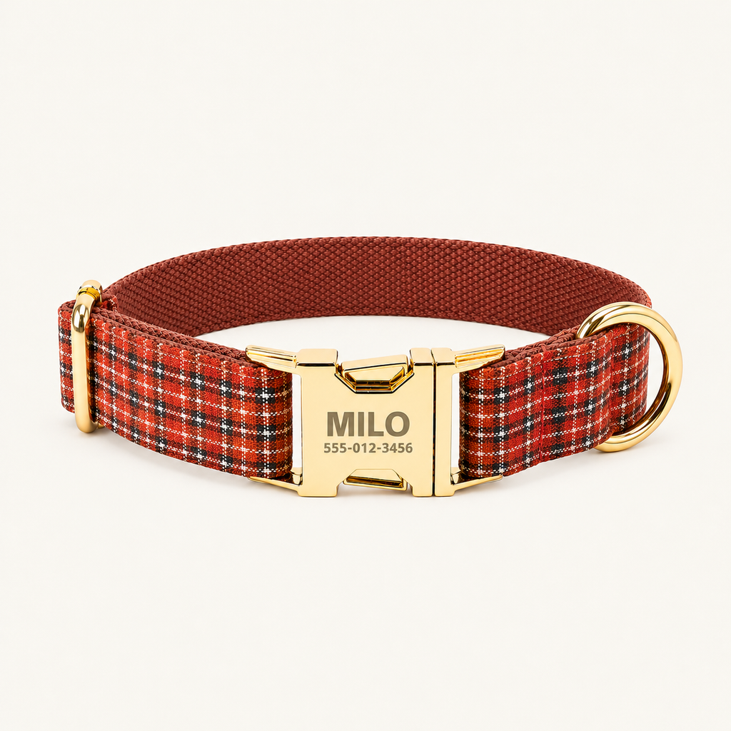 RedMicro | flat plaid dog collar