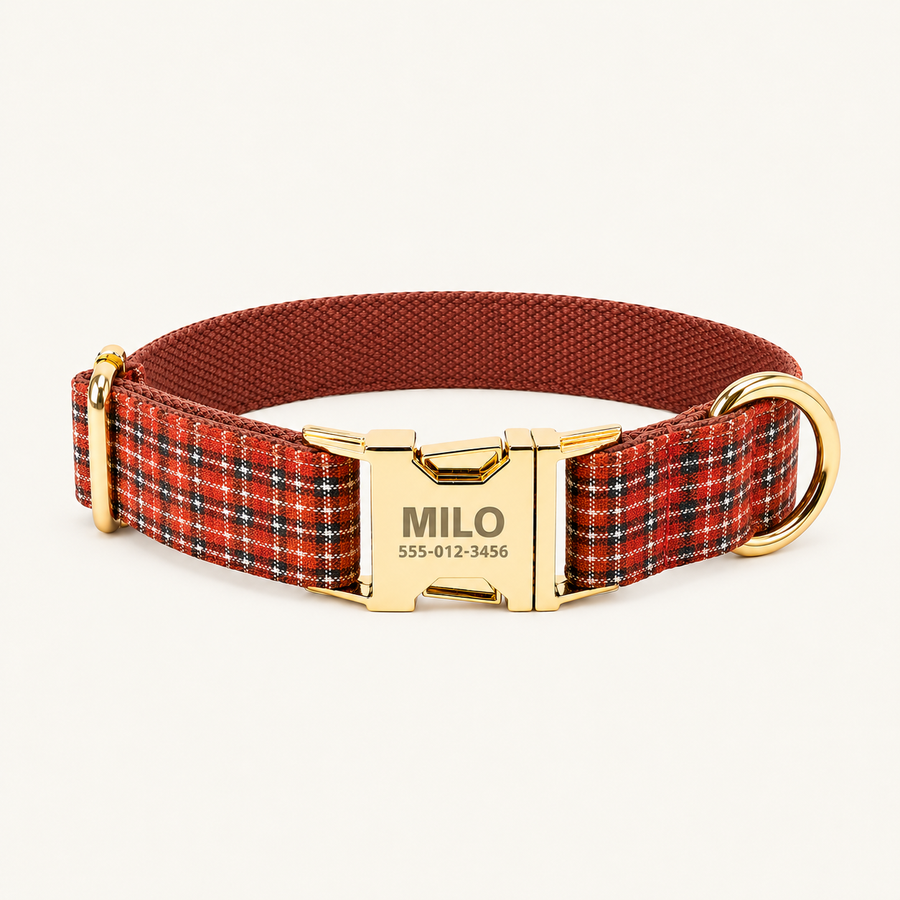 Personalized Plaid Dog Collar