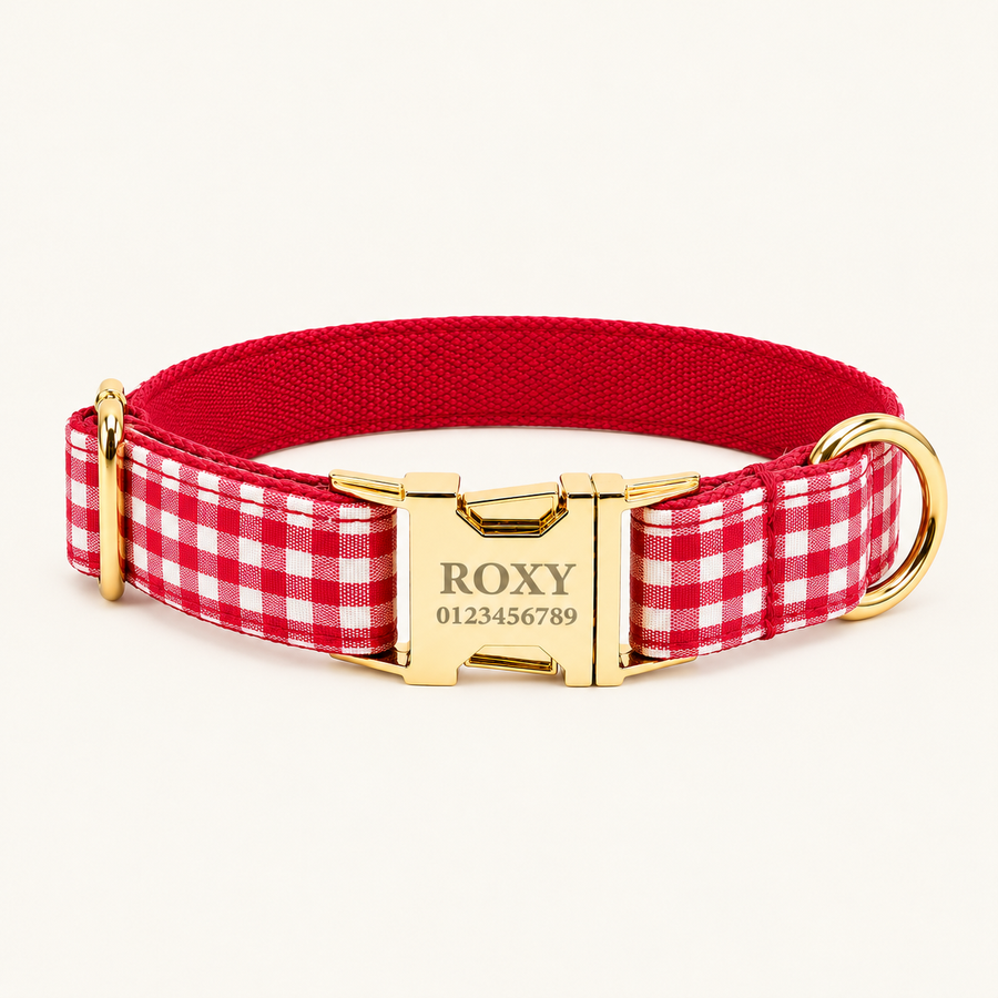 Personalized Plaid Dog Collar