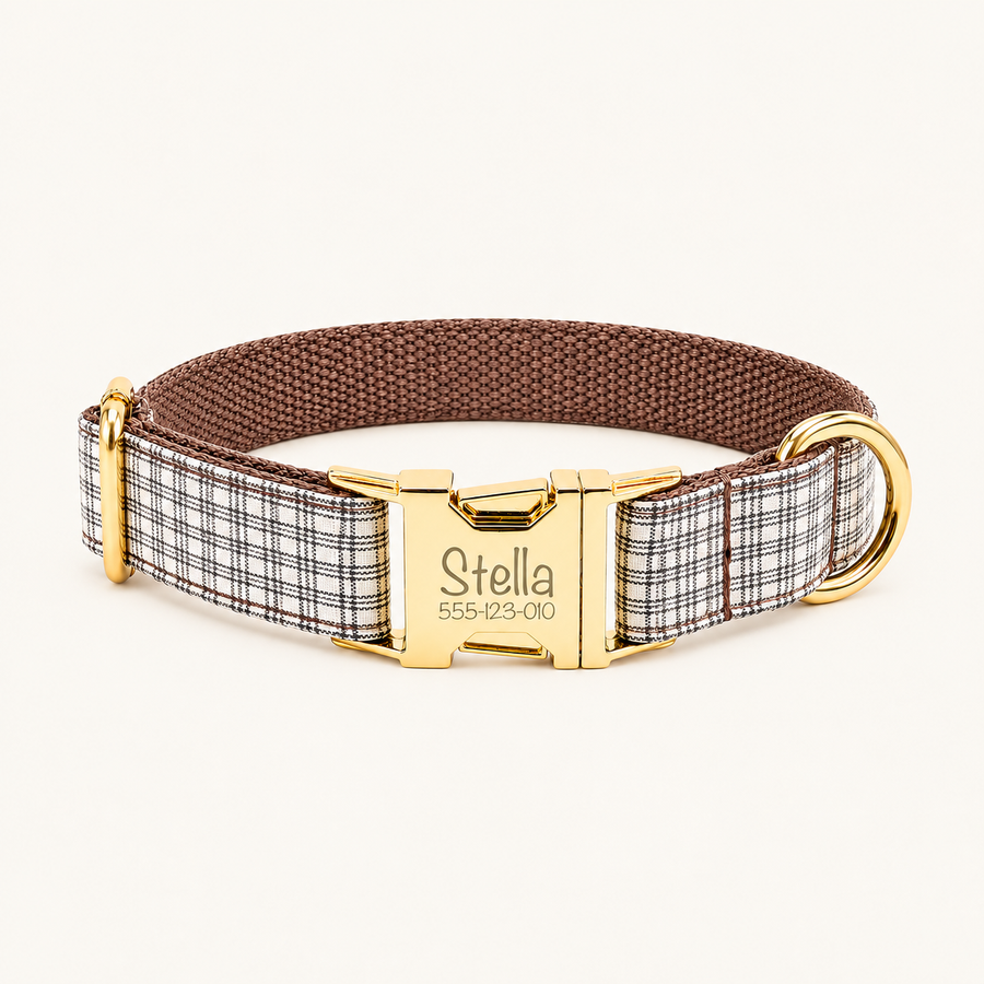 Personalized Plaid Dog Collar