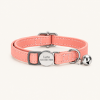 Blush Pink | PU cat collar with silver round breakaway buckle and bell