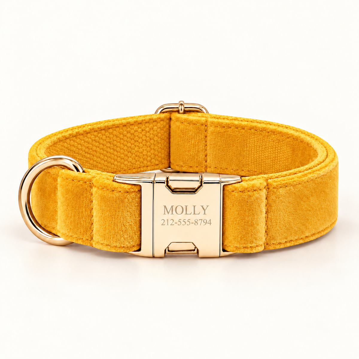 Pawture GoldenButtercup velvet dog collar - 01-hero