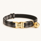 Black Plaid | flat cat collar