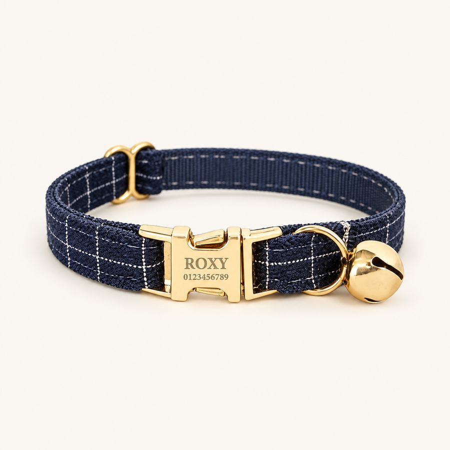 Personalized Plaid Cat Collar