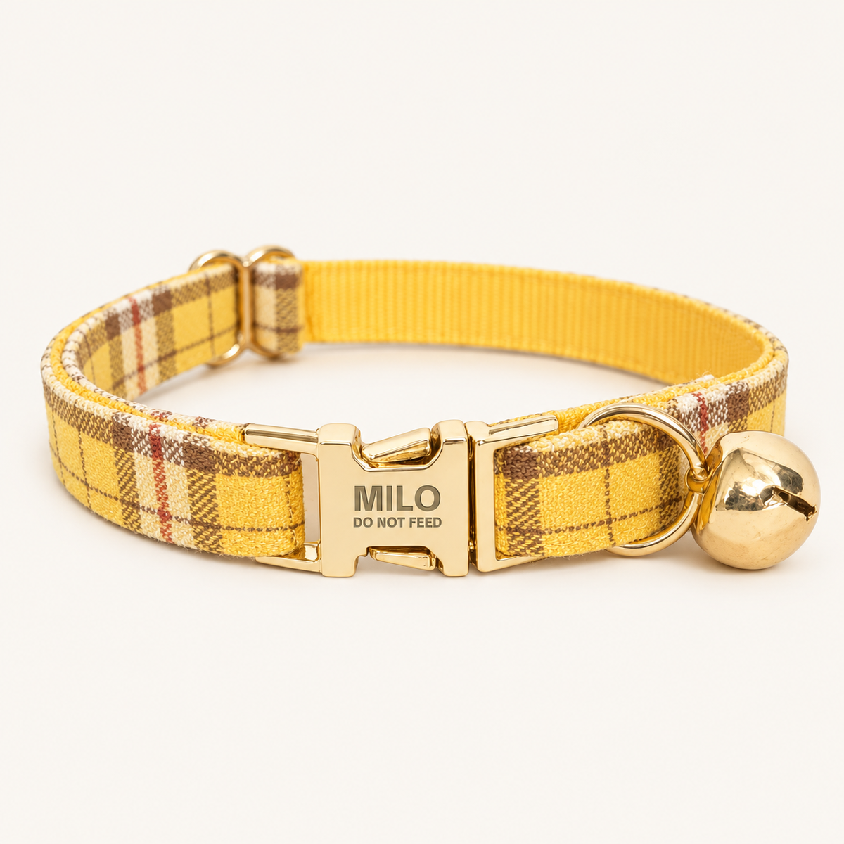 Lemon Yellow Plaid | flat cat collar
