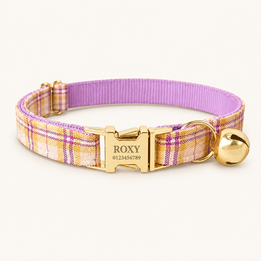Personalized Plaid Cat Collar