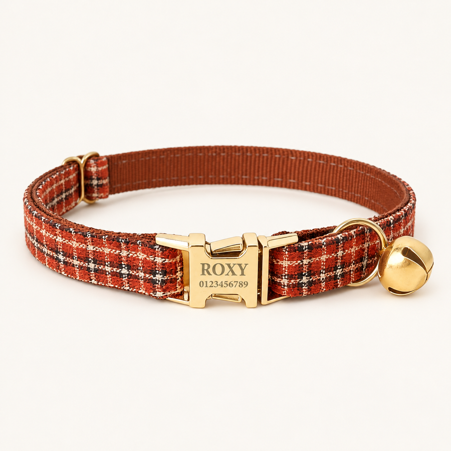 Personalized Plaid Cat Collar