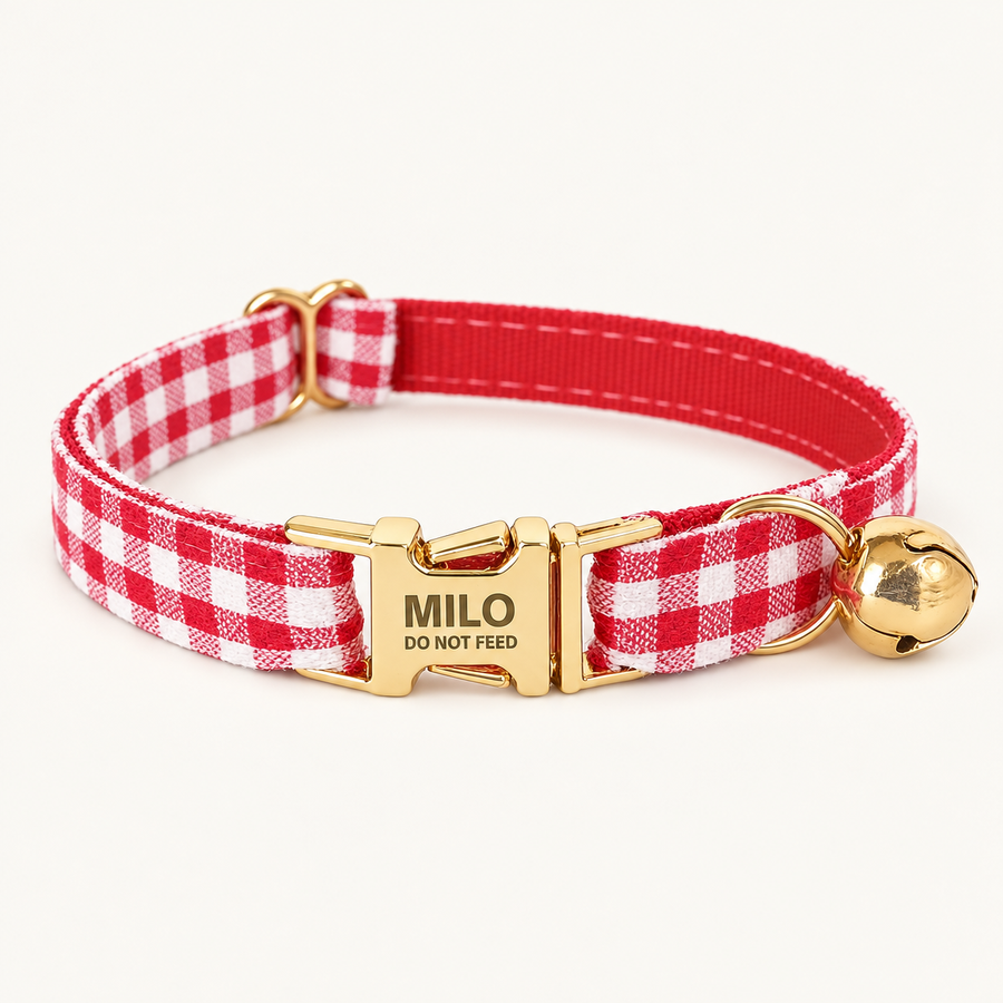 Personalized Plaid Cat Collar