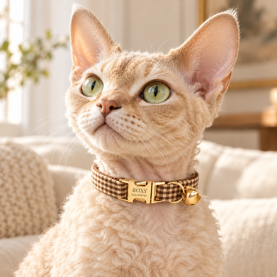 Personalized Plaid Cat Collar