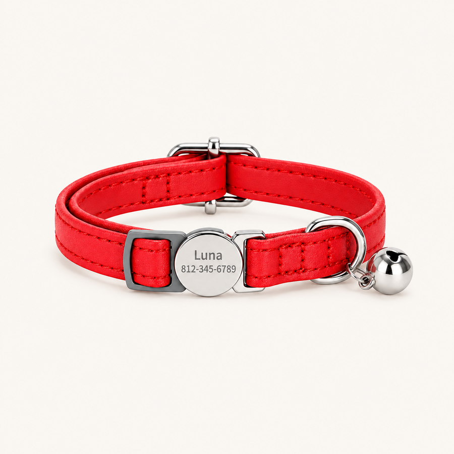 Personalized Breakaway PU Leather Cat Collar