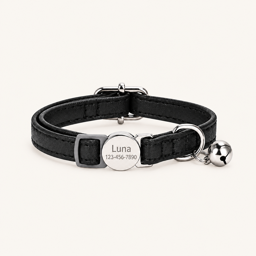 Personalized Breakaway PU Leather Cat Collar