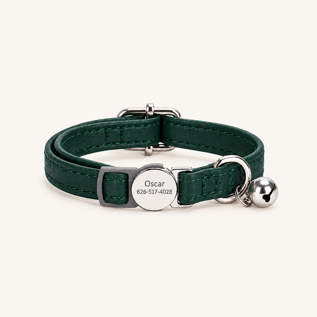 Pine Green | flat PU cat collar
